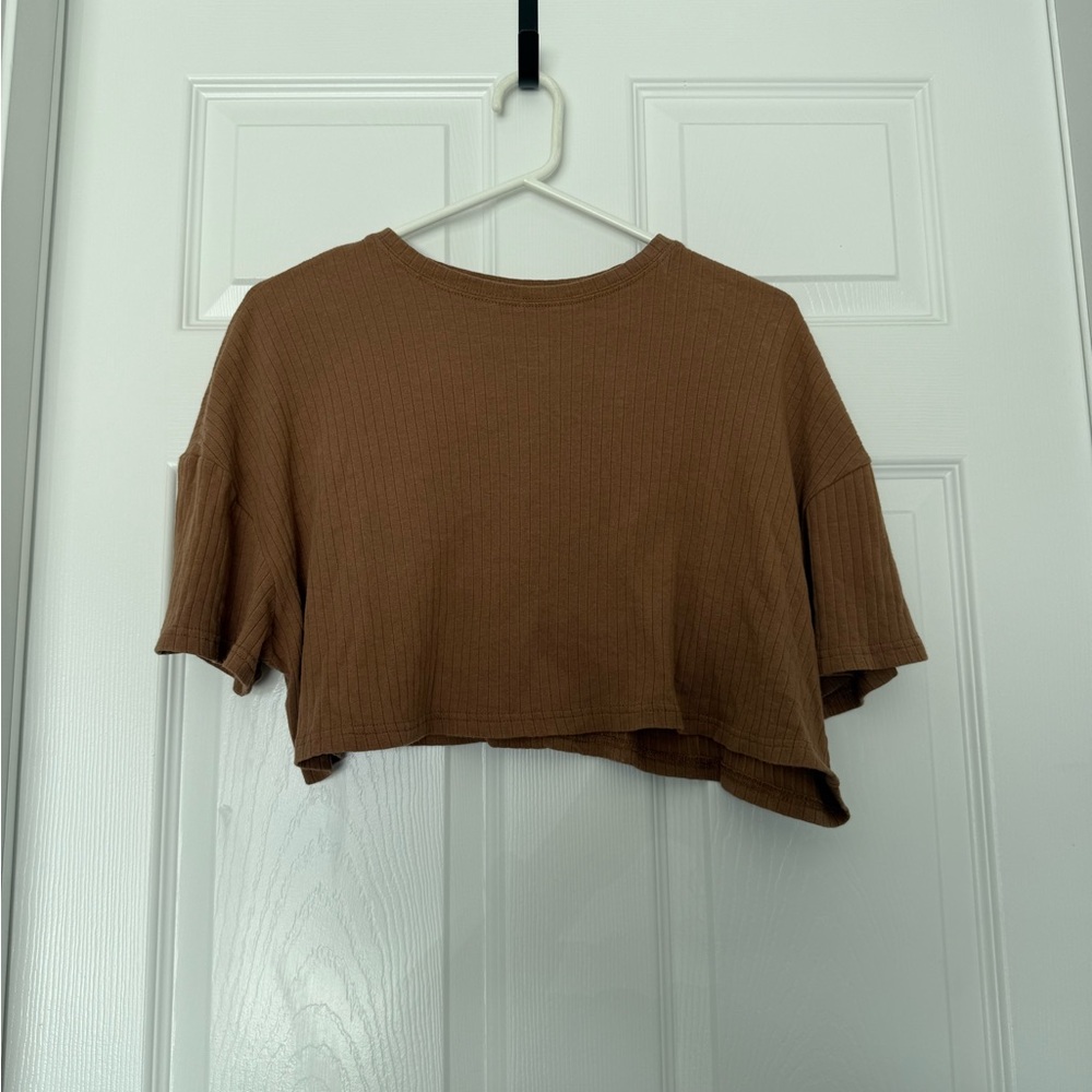 SHEIN Women’s Tan Ribbed Crop Top